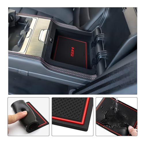 Boîte de rangement en caoutchouc MG HS tapis antidérapant de console centrale