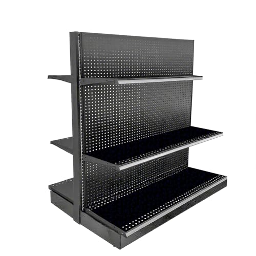48X14X48" Doublesided Starter Gondola Display Merchandiser Unit, Excluding Shelves, Black MGDSS-481448-B-NF
