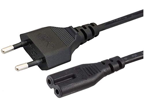 Paquete de 10 cables de alimentación para impresora europea de 2 ranuras, no polarizados (IEC-320-C7 a CEE 7/16) funciona con portátil/portátil, impresora, cargadores, consola de juegos PS4 y más para