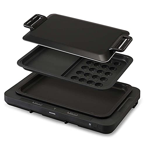 アイリスオーヤマ 左右温調ホットプレート2枚 WHP-022-B ブラック