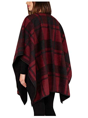 Reversible Fashion Wrap - Black/Wine - 100% Polyester - Women's Scarf2