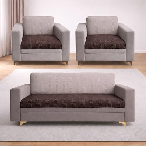 Image of Homerz Premium Velvet Sofa Cover Panel | Soft & Velvety Fabric | Rich Vibrant Colours | Sofa Protector for Living Room (Brown, 5 (3+1+1) Seater, Only Seat Cover)