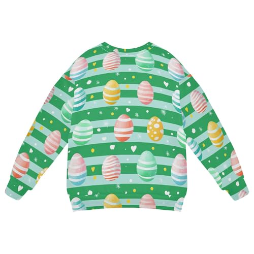 JUNZAN Easter Watercolor Eggs Stripes Little Boys Hooded Sweatshirt Fleece Outerwear for Kids Sports 4T2