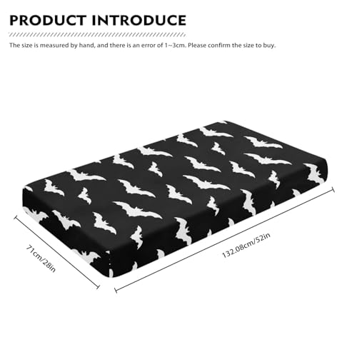 Image of Black Bat Fitted Crib Sheet Bats Baby Crib Sheet Fit Standard Crib and Toddler Mattress,Crib Mattress Sheets for Boys Girls 28 inchx52 inch