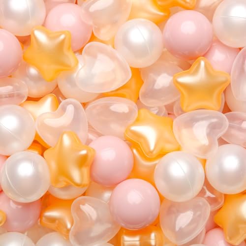 Image of GOGOSO Ball Pit Balls,Plastics Balls for Ball Pit, Stars Hearts Shape for PastelBall for Toddlers Kids