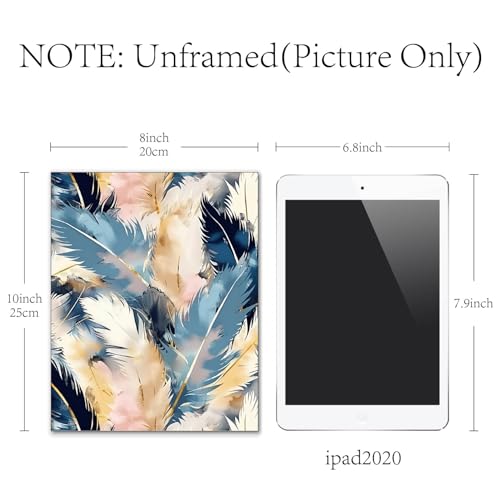 CREATCABIN 4Pcs Feather Wall Art Abstract Prints Canvas Poster Picture Wall Decorations Canvas Wall Art Fiber Oil for Home Living Room Bathroom Bedroom Office Decor 10x8Inch-Unframed - Image 2