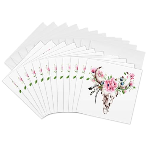 Cartes de vœux aquarelle motif tête de mort de vache 12x