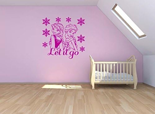 Frozen Anna & Elsa Let it go go children's bedroom Wall art sticker (W: 50cm X H: 50cm , Burgundy)
