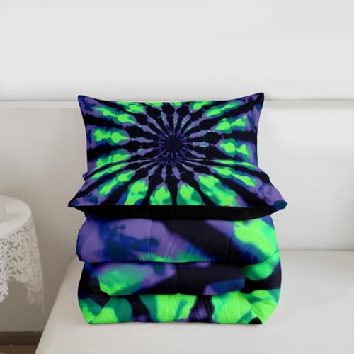 Image of Feelyou Tie Dye Comforter Set Queen Size 3Pcs for Kids Boys Girls