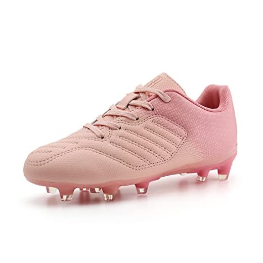 brooman Kids Soccer Cleats Boys Girls Athletic Outdoor Football Shoes (10,Pink)