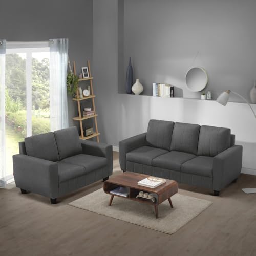 Image of Sleepyhead Bae Designed by Duroflex - 5 Seater Sofa, 3+2 Sofa Set |Premium Fabric Living Room Sofa Set with Modern Space-Saving Design |Comfort Seating & Easy-Clean |3 Year Warranty - Woody Brown