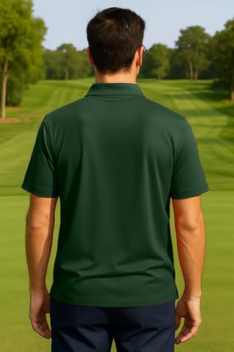 Opna Mens Dry-Fit Golf Polo Shirts,Forest,X-Large