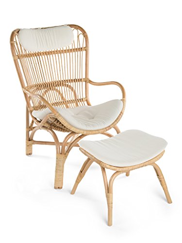 Kouboo Rattan Loop Lounge Chair With Seat And Head Cushion, Natural Color, Large, #TOP5