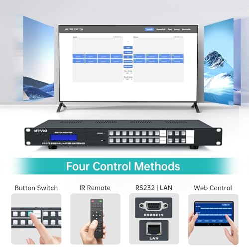 Image of MT-VIKI 8x8 8K UHD HDMI 2.1 Matrix Switcher with Audio De-embedder, 8K@60Hz and 4K@120Hz, EDID, RS232, LAN Port, APP, Web GUI (8 in 8 Out)