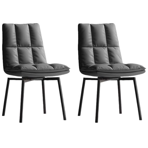 ZTGL Juego de 1/2/4/6 Sillas de Comedor Giratorias con Respaldo, Rotación 180°, Sillas de Comedor Modernas, Silla de Cocina Tapizadas, Patas de Metal, para Cocina/Salón/Restaurante Dark Grey, 2Pcs