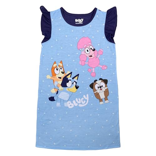 Bluey Girls' Nightgown, Soft & Cute Pajamas for Kids