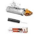 Smoke Tube for Pellet Smoker-SROKIO 6 Inch Smoke Tube BBQ Stainless Steel for Pellet Smoker Hot or Cold Smoker Accessories, with Brush