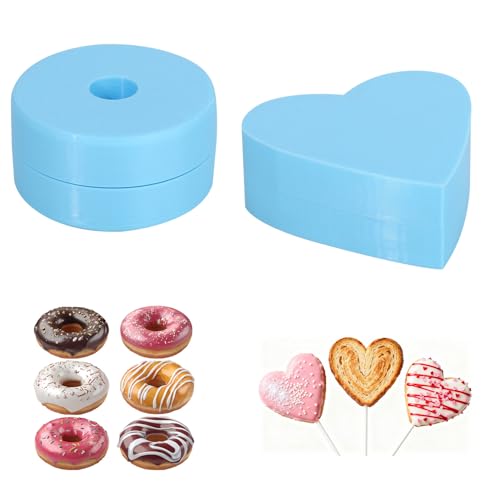 Donut & Cœur Set de Moule à Cake Pops, Imprimé 3D Coupeur et Pousseur pour Cake Pops Antiadhésif Outils de Pâtisserie DIY pour Maison Cuisine Anniversaire & Dessert Fête (Bleu)