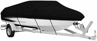 Boat Cover for Tracker Targa V18 WT 2005-2015 2016 2017 2018 2019 2020, Heavy Duty Trailerable Marine Grade Canvas Waterproof Boat Cover Speedboat/Fishing Outdoor Storage,A-Black