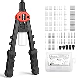 JiGiU Rivettatrice professionale da 33 cm, kit per rivettatrice manuale con 200 rivetti da...