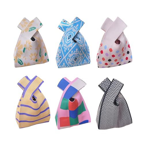 Image of Knot Bag, Mini Knit Tote Bag, Extra Thickened Japanese Knot Bag, Wristlet Handbag - 1 /2 /6 Pack