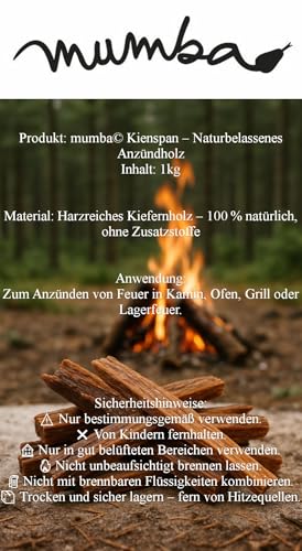 mumba® 1kg Kienspäne # organisch und 100% natürlich # nahezu unbegrenzt haltbar # frei von Chemikalien # absolut ungiftig # Länge: ungefähr 20 cm je Kienspan