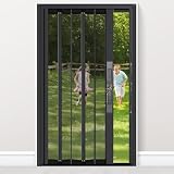 MAGZO 32'x 78' Aluminum Retractable Screen Door for Single Door, Upgraded Heavy Duty Aluminum Frame & Sturdy Mesh with Security Lock, Easy Assemble, Black Frame