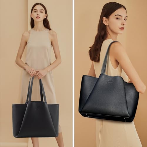 Image of LOVEVOOK Laptop Tote for Women - 15.6 Inch Faux Leather Laptop Bag with Clutch, Large Capacity Office Purse Computer