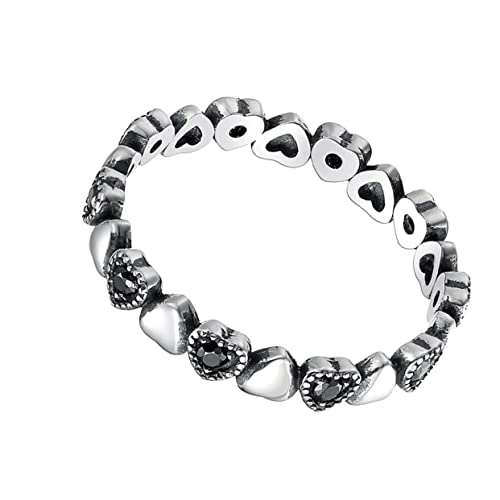 Bagues empilables diamant zircon noir argent sterling femme