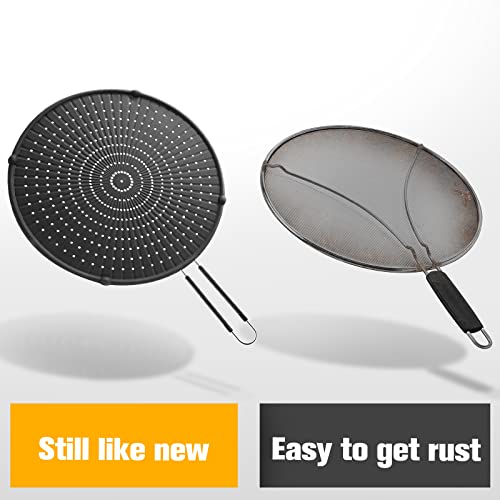 Silicone Splatter Screen For Frying Pan 13”, Multi-Use Grease Splatter Guard Heat Resistant To Hot Oil Food Safety Oil Splash Guard #TOP3