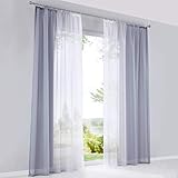 Material: 100% Polyester HongYa 2er-Pack Farbverlauf Gardinen Transparenter Voile Vorhänge Schals mit Kräuselband H/B 245/140 cm Grau