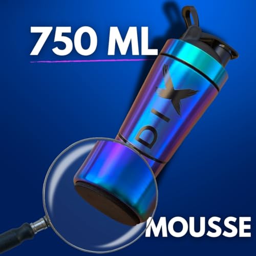 SHAKER proteine 750 ml ? En Acier Inoxydable Avec Compartiment 60 gram pour poudre ? Bouteille Sport ? Sans BPA ? (MULTICOLOR) – Image 3