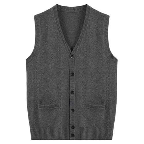 Men's Sweater Vest Casual Sleeveless Knitted Button Cardigan Vests V Neck Ribbed Knitwear Cardigans Waistcoat