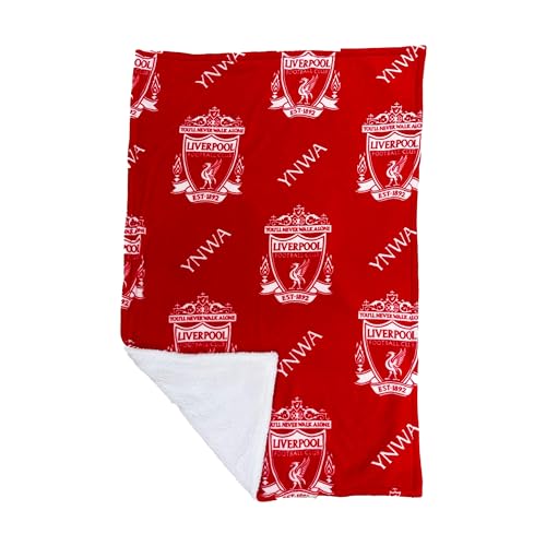 Liverpool FC Officially Licensed Fleece Throw Sherpa Blanket | Super Soft Football YNWA Design | Warm Super Soft Feel Red Throw | Perfect for Home Bedroom Sleepovers & Camping | 120 x 150cm
