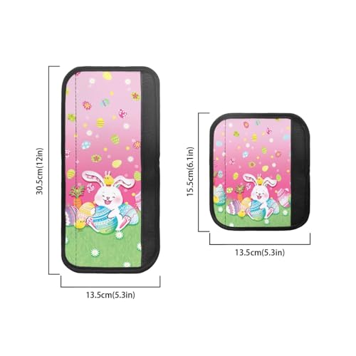 Image of Fridge Door Handle Covers Set of 6 Kitchen Appliance Decor Handles Glove Anti-Slip Protectors Easter Refrigerator Decor Accessories, White Bunny Daisy Easter Eggs Print Pink