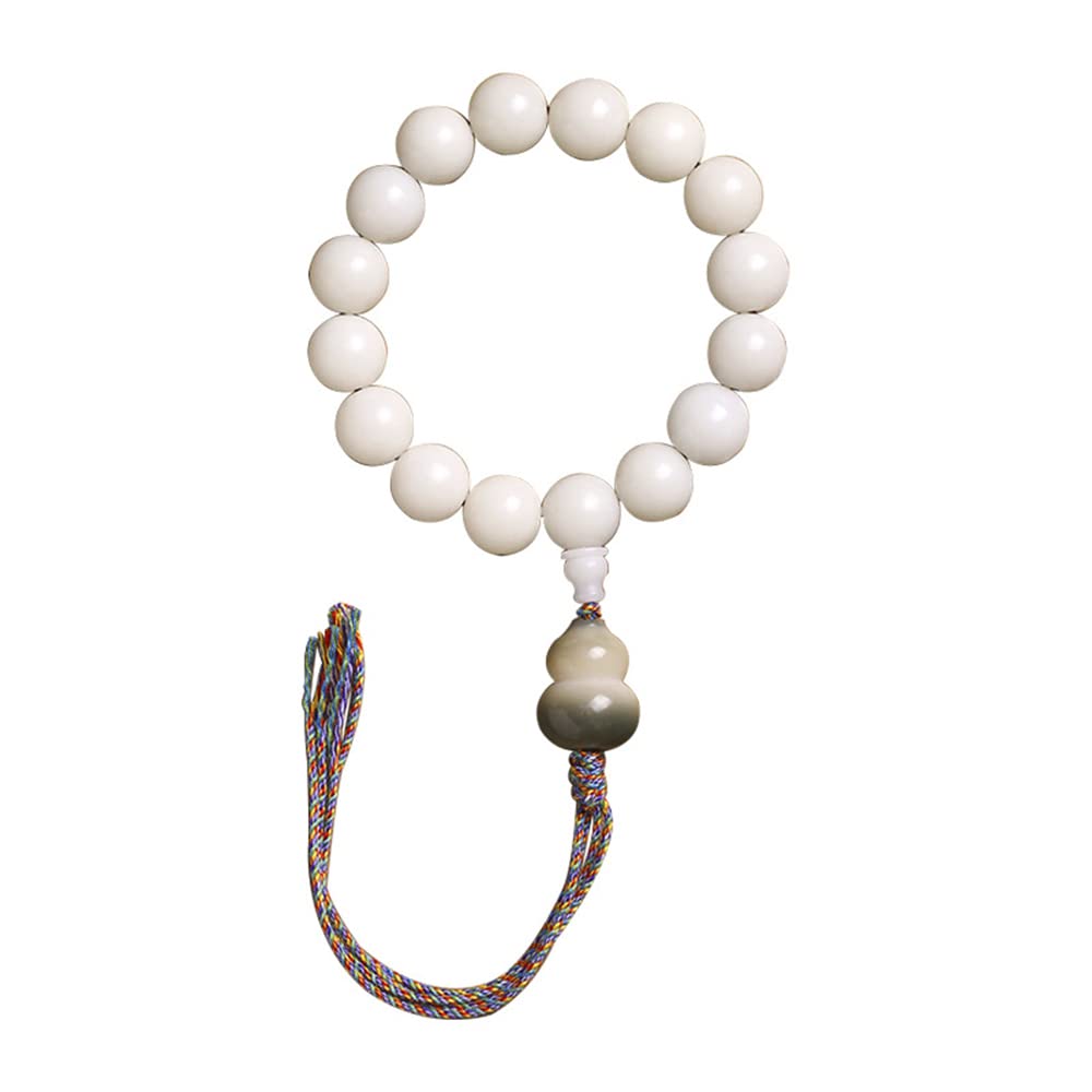 Bracciale con Perline di radice Bodhi in Giada Bianca