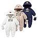 JELEUON Infant Baby Boys and Grils Winter Warm Jumpsuit Hooded Warm Thicken Footie Snow Coat Romper with Gloves