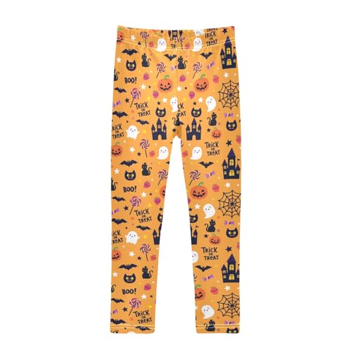 senya Girls Printed Leggings Yoga Pants Castle Cat Ghost Pumpkin Pattern for Kids in 4t to 10 Years, 4T