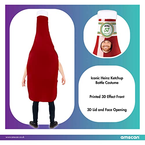 amscan (PKT) (9913345) Adult Heinz Ketchup Bottle Costume Tabard (Standard)