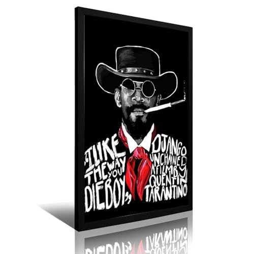 Zeitwa Póster de películas de Django en lienzo enmarcado y listo para colgar, 20 x 30 cm