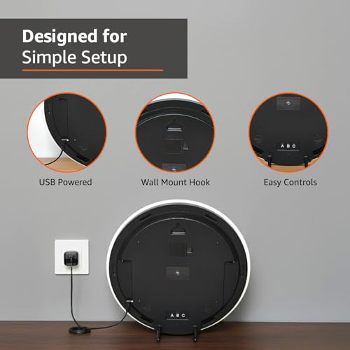 Image of Amazon Basics LED Digital Wall Clock with Auto Brightness, HIPS, USB Powered, 12 /24 Hour Format, Modern Square Display for Bedroom or Living Room (Size: 32 x 32 x 3.2 cm)