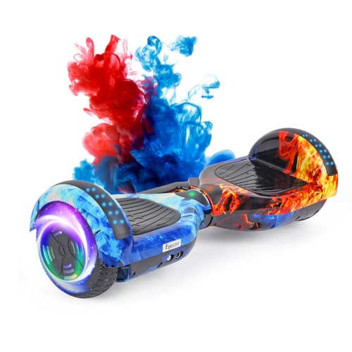 Hoverboard 6,5” com Bluetooth e Iluminação LED, Patinete Elétrico de Equilíbrio para Crianças e Jovens Dança do Gelo e Fogo