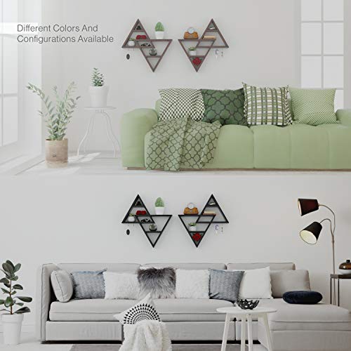 Rustic Curiosities Large Triangle Shelf - Crystal Display Altar Shelf For Stones, Essential Oils, And More 21.5 X 20 Inches (Black, Left Triangle Up) #TOP2