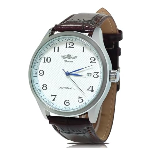 Gute Mechanical Watch Automatic Self-Winding White Dial Blue Hands Unisex