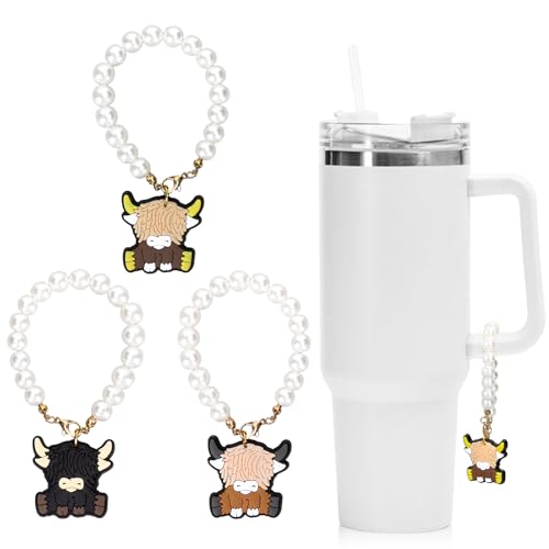 Dijes de vaca de dibujos animados para decorar vasos de 30 y 40 oz con asa