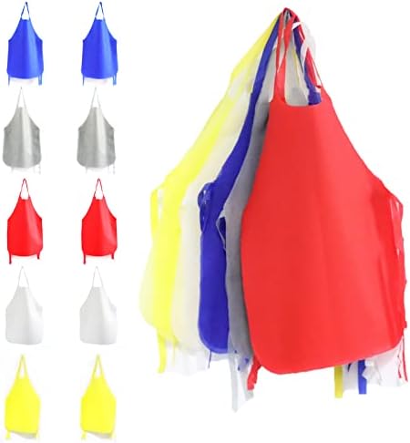 Oldream 10 Pieces 5 Colors Fabric Aprons Non Woven Kids Artist Apron 17" x 25" - Classroom, Painting, Crafts, Art Activity and Community Event for Kids and Adults