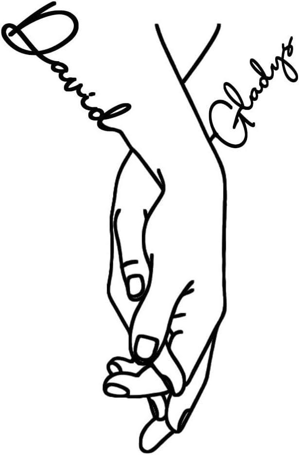 JINMA Personalized Couple Decoration – Custom Holding Hands with Names, Romantic Gift for Anniversary, Wedding, Valentine’s Day (Black)