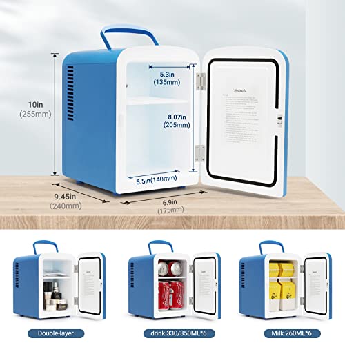 AstroAI 2-in-1 mini-koelkast, 4 liter koelkast, met koel- en verwarmingsfunctie, 12 volt op de sigarettenaansteker en 230 volt stopcontact voor auto's, kantoren en slaapzalen, lichtblauw - Image 7