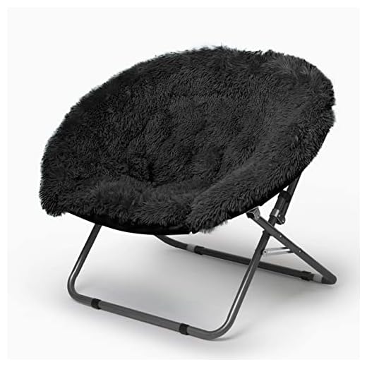 Urban Shop Oversized Mongolian Faux Fur Saucer Chair, Black