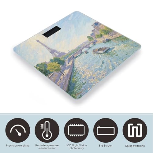 Báscula digital de baño con diseño Torre Eiffel y pantalla LED miniatura 3